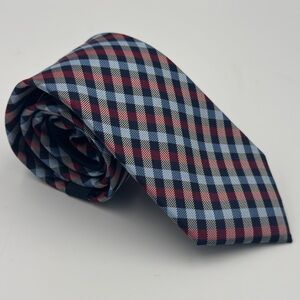 NWT Tommy Hilfiger Men’s Blue & Red Checked Silk Tie
